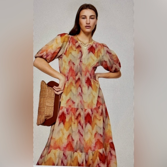 Ba&sh Anissa Chevron Midi Dress size S - Picture 10 of 15